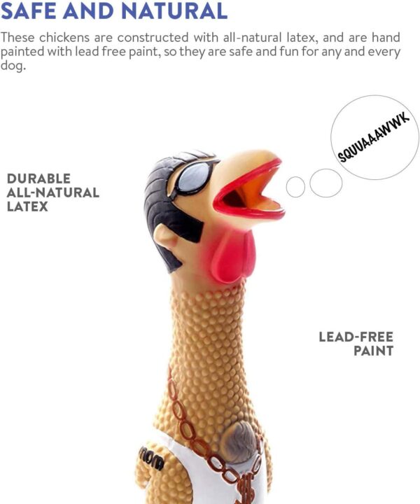 Outward Hound Squawkers Earl Latex Rubber Chicken Interactive Dog Toy, Large - Image 5