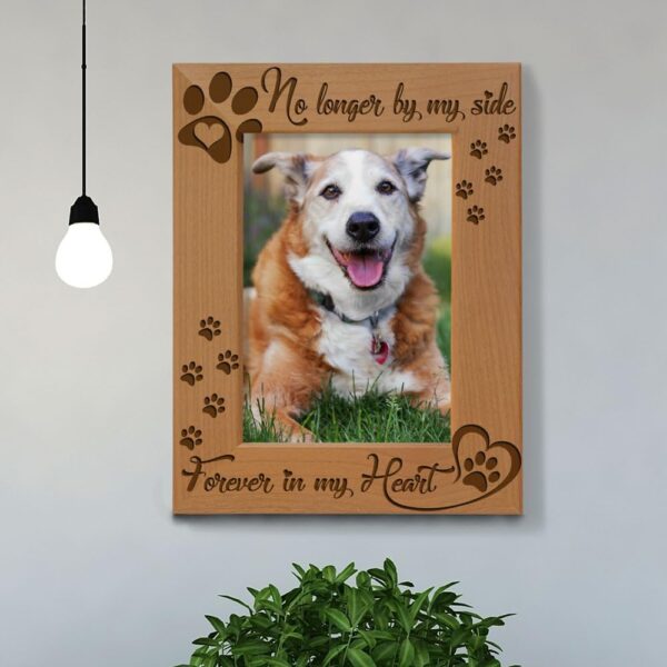 KATE POSH No Longer by my Side, Forever in my Heart Wood Picture Frame. Pet Memorial for Dog or Cat. (4x6-Vertical) - Image 3