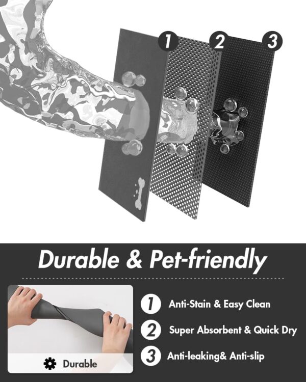 MontVoo-Absorbent Pet Food Mat-Dog Food Mat Anti Stains Quick Dry Dog Mat for Food and Water Bowls-Dog Water Bowl Mat for Messy Drinker-Pet Supplies Mat for Dog Cat Puppy Kitten etc - Image 6