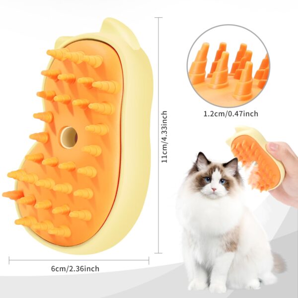 Cat Steam Brush for Shedding Rechargeable Cat Brush with Steam Self Cleaning 3in1 Cat Hair Brush with 2Gears Cat Grooming Brush for Long and Short Hair of Cat and Dog-Yellow - Image 5