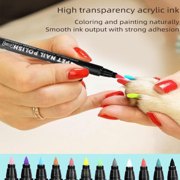 Quick Dry Dog Nail Polish Pens 12 Colors,Pet Safe and Non-Toxic Nail Polish Easy Application for Dogs, Cats, and Small Pets Nail Accessories - Image 4