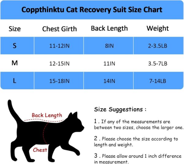 Coppthinktu Cat Professional Recovery Suit After Surgery, Breathable Cat Surgery Recovery Suit for Abdominal Wounds or Skin Diseases, E-Collar Alternative After Surgery Wear Anti Licking Wounds - Image 3