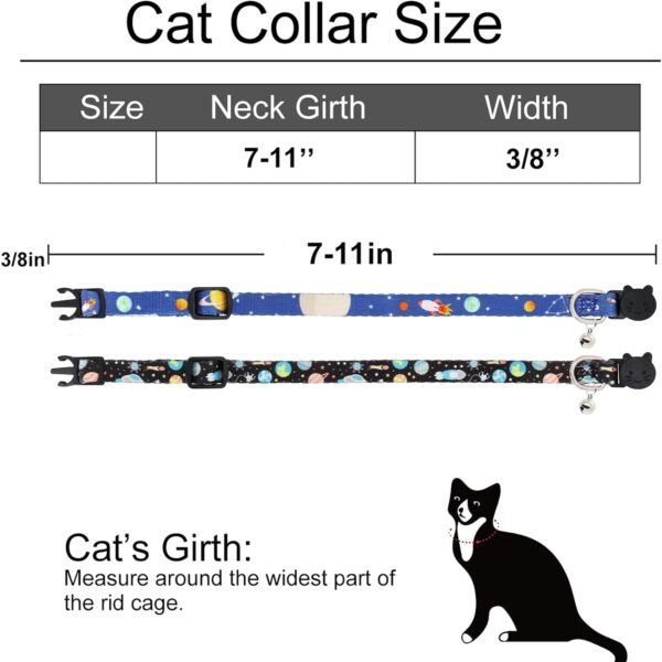 Cat Collar, 2 Pack Breakaway Collar with Bells, Safety Buckle Kitten Collars for Boy and Girl Cats, Star and Moon - Image 4