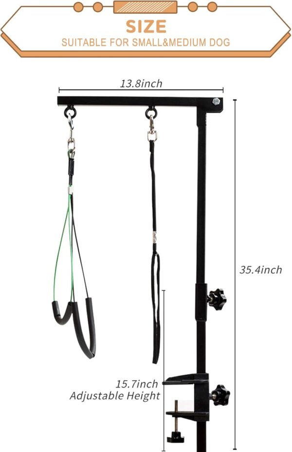 Breeze Touch Dog Grooming Arm - 35" Dog Grooming Table Arm with Clamp and Post, Loop Noose, No Sit Haunch Holder Grooming Restraint for Small & Medium Dogs - Image 2