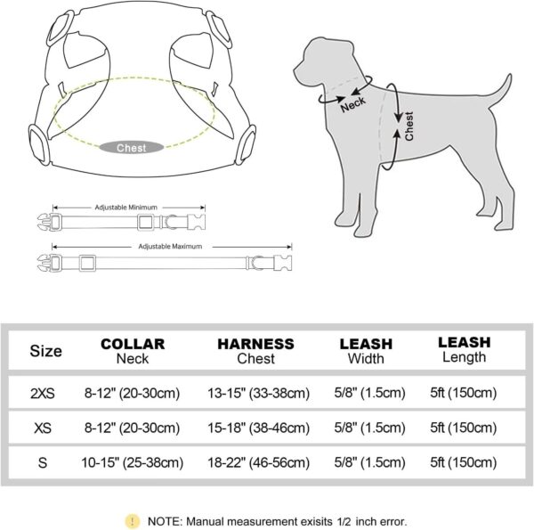 Didog Small Dog Harness Collar and Leash Set, Adjustable Lightweight Vest Harness with Cotton Soft Mesh for Small Dogs, Cats (Blue, XS) - Image 6