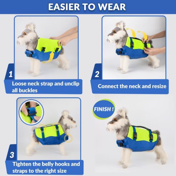 SlowTon Dog Life Jacket, Adjustable Ripstop Dog Life Vest with One Piece Belly Support Superior Buoyancy, Skin-Friendly Neoprene Pet Safety Flotation Vest for Swimming Boating Pool Beach(Yellow,XXS) - Image 6