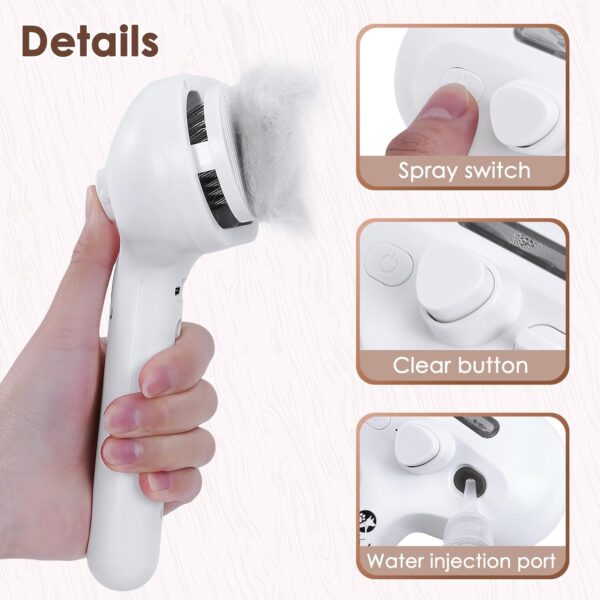 Cat Steam Brush Cat Grooming Brush Steamy Cat Brush Easy to Clean Steam Brush for Cat Brush with Steam Friendly Cat Hair Brush Removes Static Flying Hair Pet Brush Rechargeable Steam Brush for Dogs - Image 6