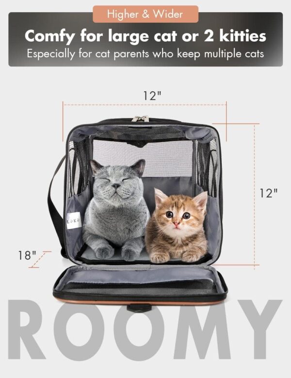 Lekereise Cat Dog Carrier with Wheels Airline Approved Rolling Pet Carrier with 1 Bowl, Grey - Image 2