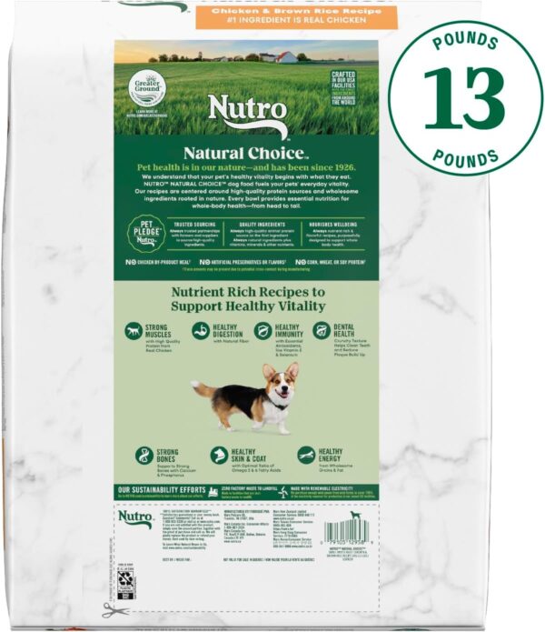 Nutro Natural Choice Adult Small Breed Dry Dog Food, Chicken and Brown Rice, 13 lbs. - Image 2