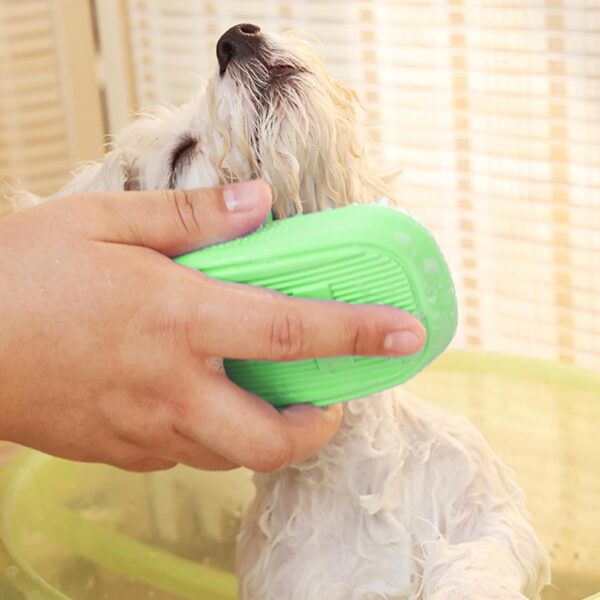 Dog Bath Brush, Pet Silicone Shampoo Brush, Rubber Shower Wash Curry Brush for Short Long Haired Dogs Cats Shedding Grooming and Massage, Pet Rubber Brush Removes Loose & Shed Fur - Image 5