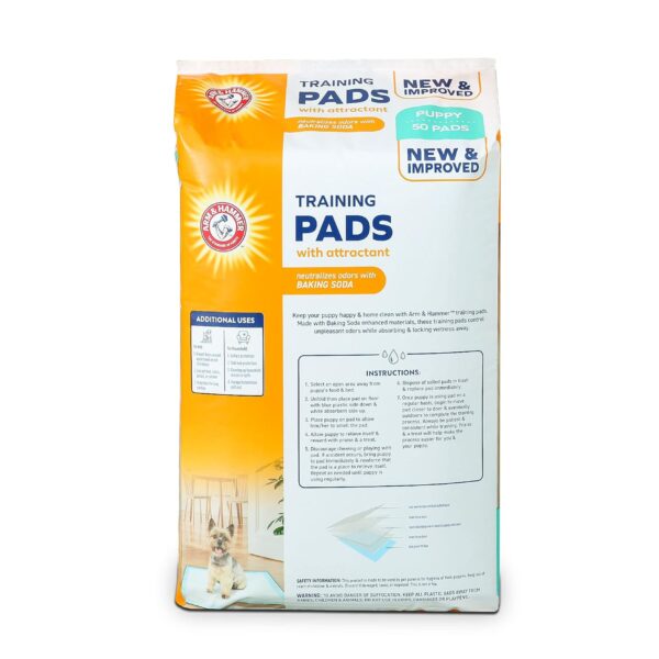 Arm & Hammer for Dogs Puppy Training Pads with Attractant | New & Improved Super Absorbent, Leak-Proof, Odor Control Quilted Puppy Pads with Baking Soda| 50 Count Wee Wee Pads - Image 5