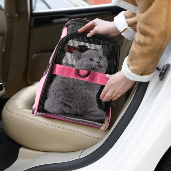 4 Pcs Cat Carrier Soft Pet Carrier for Cat Under 13lbs, 16.9'' x 11'' x 7.5'', Soft Sided Foldable Comfortable and Portable Carrying Bag for Cat, Small Dog Pet Travel(Rose Red, Blue) - Image 7