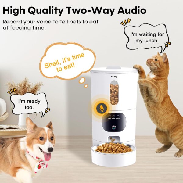 Automatic Cat Feeders Camera 5G: WiFi Easy to Clean Timed Smart Dog Food Dispenser 2-Way Audio Memory Function Pet Feeder HD 1080P Video Record APP Control Dry Food Clear Night Vision Yakry - Image 7