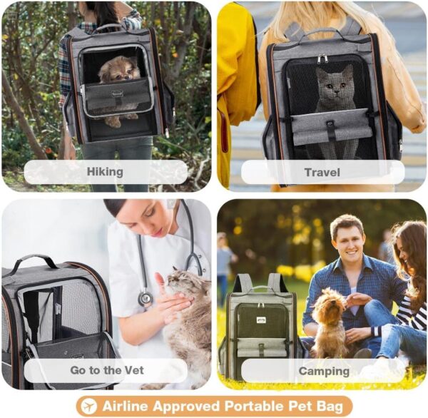 Lekebobor Large Cat Backpack Carrier Expandable Pet Carrier Backpack for Small Dogs Medium Cats Fit Up to 18 Lbs, Dog Backpack Carrier, Foldable Puppy Backpack Carrier for Travel, Hiking,Grey - Image 8