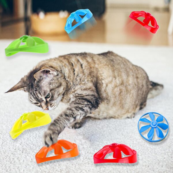 KIMOBER 17Pcs Cat Fetch Toy, Kitten Interactive Tracking Toys with 15Pcs Colorful Flying Propellers for Pets Cat Hunting Chasing Training Exercise - Image 4