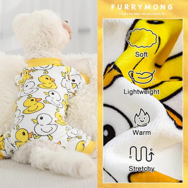 Dog Pajamas Cute Duck Soft Fleece Stretchy Dog Onesie Pet Pjs Fall Dog Clothes for Small Dogs Girl Boy (Medium, Yellow Duck) - Image 9