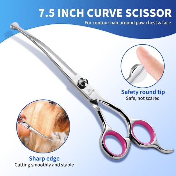 Dog Grooming Scissors, 6-in-1 Professional Dog Grooming Kit, 4CR Stainless Steel Dog Scissors for Grooming, Heavy Duty Dog Shears for Grooming, Dog Grooming Supplies Pet Grooming Kit for Dogs at Home - Image 3