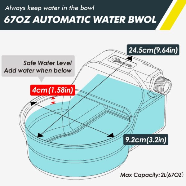 67OZ Dog Water Dispenser Patented Automatic Dog Water Bowl Dispenser Fits 3/4in GHT Faucets Water Dispenser for Dogs Pet Water Dispenser for Dogs Chicken Outdoor Dog Water Bowl Include 5Ft Water Hose - Image 2