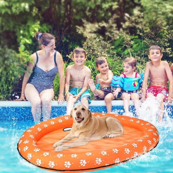 Mystery 55x38 in/140x96 cm Dog Floats for Pool, Thickened Dog Pool Floats for Large Dogs/Puppies, Summer Inflatable Pool Float for Adult Swimming (Large-Orange) - Image 4