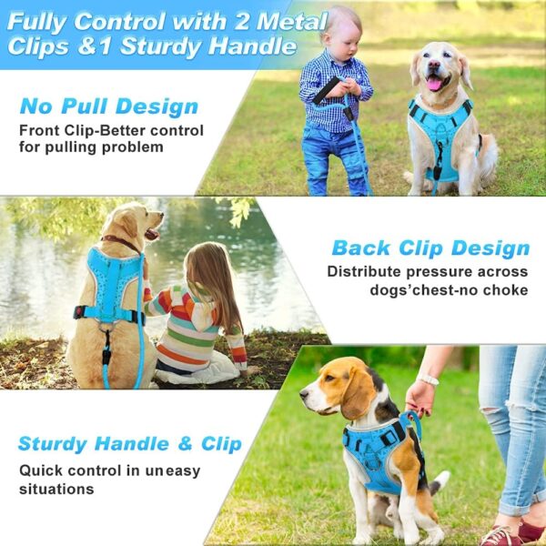 No Pull Dog Vest Harness with Leash, Adjustable Reflective Heavy Duty No Choke Pet Harness with Easy Control Handle for Small, Medium and Large Dogs - Image 5