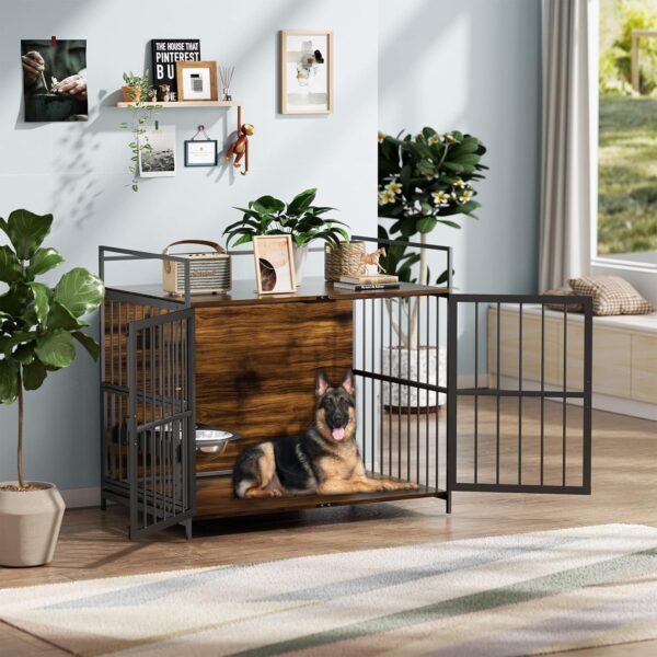 ROOMTEC Dog Crate Furniture-Style Cages for Large Dogs Indoor Heavy Duty Super Sturdy Dog Kennels with 2 Stainless Steel Bowls (48Inch = Int.dims: 46" W x 29" D x 35.5" H) - Image 8