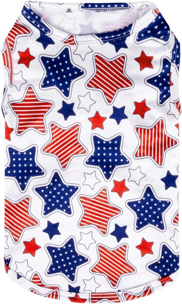 CuteBone 4th of July Dog Shirts 2-Pack Soft Pet Clothes Breathable Summer Vest for Small Puppy and Stretchy Cat Apparel 2BX13M - Image 3