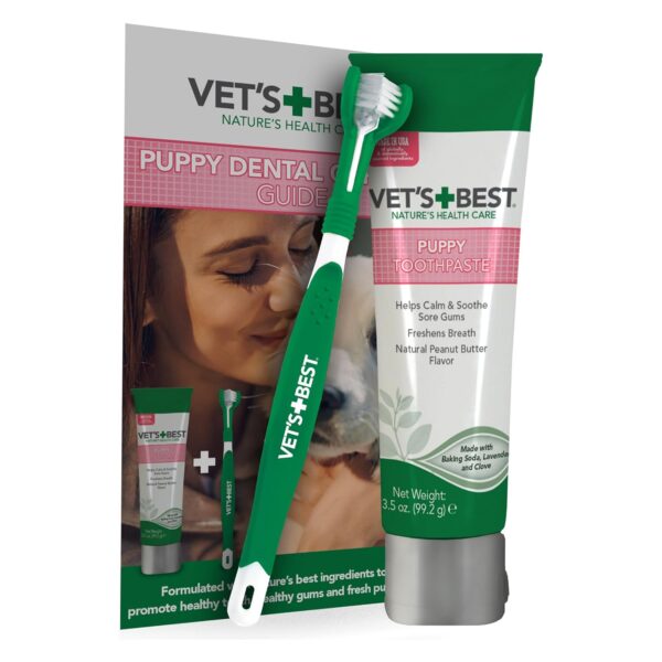 Vet’s Best Puppy Dental Kit – Toothbrush & Toothpaste for Puppies – Dog Tooth Brushing Kit – 3.5 Ounces