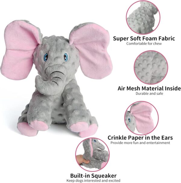 Dog Toys Puppy Toys Cute Squeaky Elephant Dog Toy with Crinkle Paper Stuffed Plush Animal Dog Toys to Keep Them Busy for Small Medium Large Dogs - Image 2