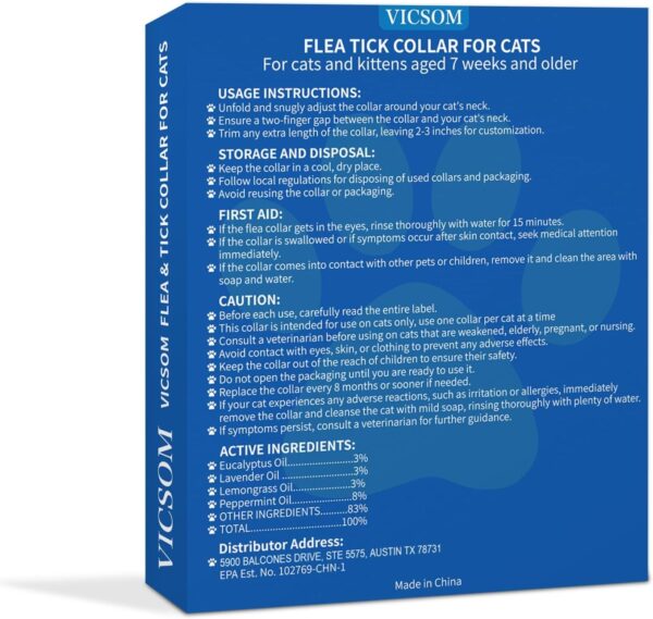 4 Pack Flea Collar for Cats, Cat Flea and Tick Collar 8 Months Cat Flea and Tick Treatment Prevention, Waterproof Adjustable Cat Kitten Flea Collar, Natural Anti Tick and Flea Collar for Cat, Blue - Image 8