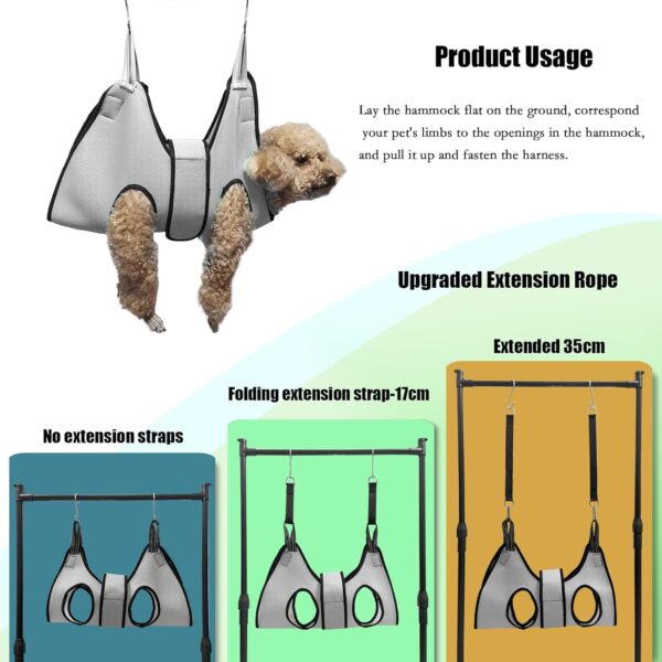 Cat and Dog Grooming Hammock with Safety Belt for Nail Clipping、Grooming,Cat bathing bag for cat nail trimming and coat care，Pet Grooming Hammock for Dogs & Cat, Dog Grooming Harness（S） - Image 3