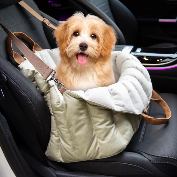 ClevaHome Small Dog Car Seat & Travel Carrier & Pet Bed, Non-Slip Booster Seat for Dogs up to 10lbs, Fashionable Pet Carrier Bag for Indoor and Outdoor