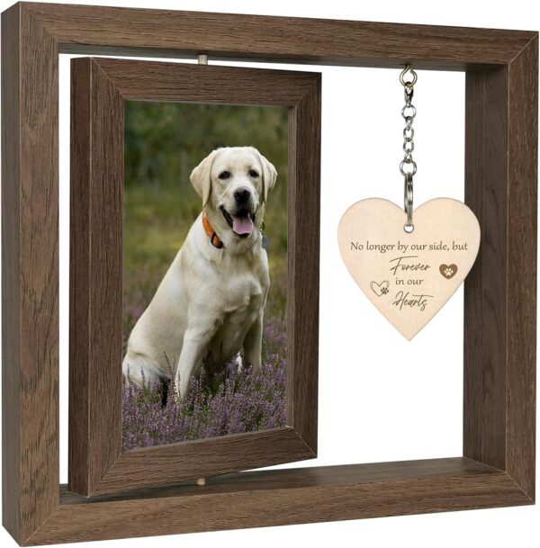 4x6 Rotating Dog Picture Frame - No Longer by Our Side but Forever in Our Hearts Pet Picture Frame