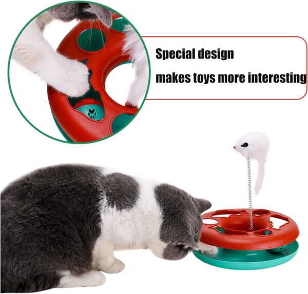 Cat Toys, Cat Toys for Indoor Cats,Interactive Kitten Toys Roller Tracks with Catnip Spring Pet Toy with Exercise Balls Teaser Mouse (red) - Image 4