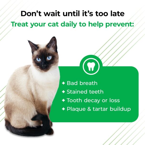 VetriScience Perio Plus Cat Teeth Cleaning Bites - Advanced Cat Breath Freshener - Dual Action Cat Dental Care Formula for Plaque Control & Fresh Breath, 60 Chews, Chicken Flavor​ - Image 3