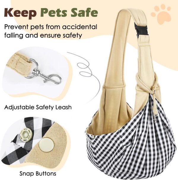 Pawaboo Dog Sling Carrier for Small Dogs, Reversible Hand Free Dog Carrier Sling with Adjustable Strap Buckle & Safety Leash - Soft Pouch and Tote - Suitable for Carry Small Dogs and Cats, Up to 12lbs - Image 4