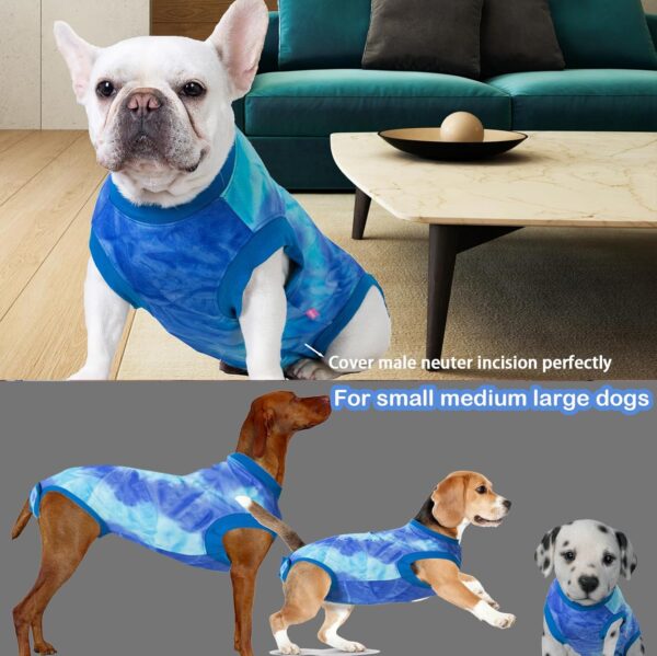 Dog Zipper Recovery Suit for Male Neuter Surgery,Female Spay Recover Onesie,Dogs Abdominal Wounds Sutures Bodysuit,E-Collar & Cone Alternative Surgical Medium Recovery Suit,Tie Dye Blue M - Image 4