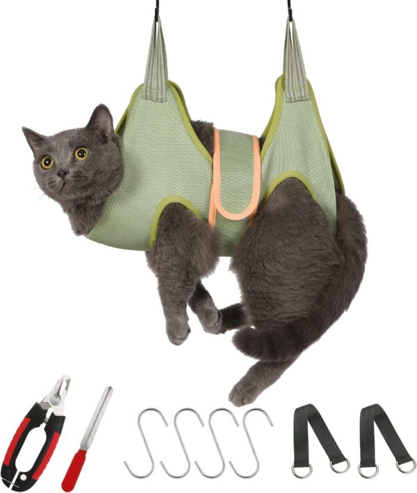 Guzekier Pet Dog Grooming Hammock Harness for Cats & Dogs, Dog Sling for Grooming, Dog Hammock Restraint Bag with Nail Clippers/Trimmer, Nail File, Pet Comb,Ear/Eye Care