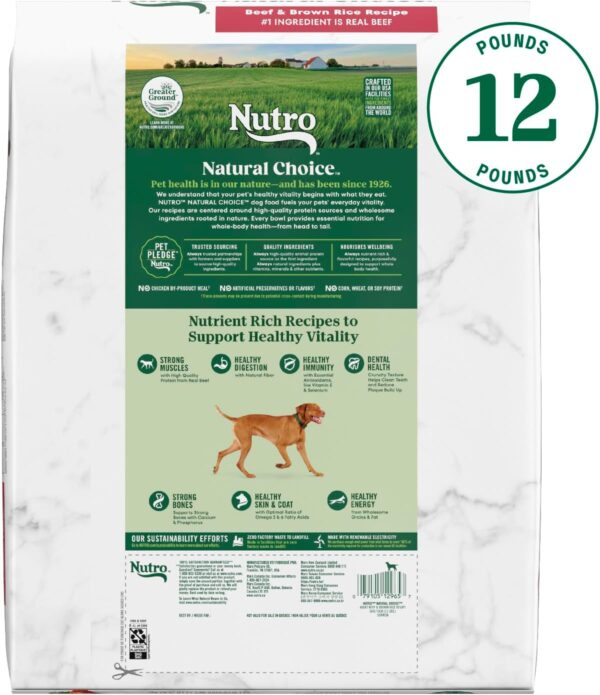 Nutro Natural Choice Adult Dry Dog Food, Beef and Brown Rice Recipe, 12 lbs. - Image 2