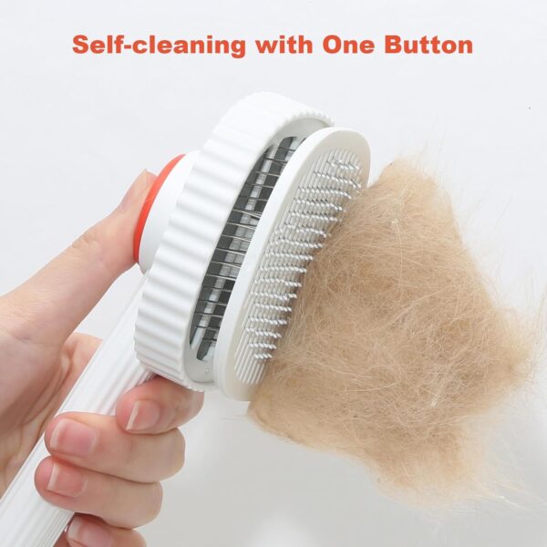 Cat Brush for Indoor Cats, Cat Brush for Shedding, Cat Hair Brush for Long and Short Haired Cats, Self-cleaning Cat Slicker Brush Remove Mats and Loose Hair Easily - Image 4