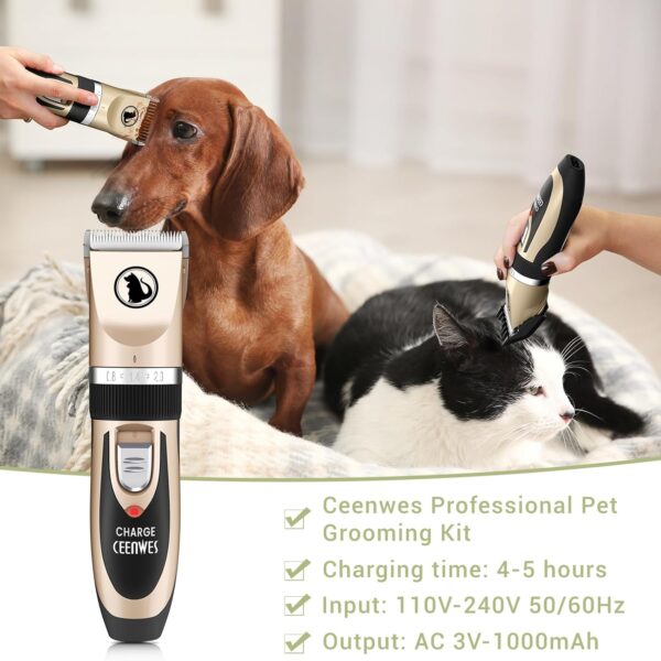 Ceenwes Dog Clippers Low Noise Cat Clippers Rechargeable Dog Trimmer Cordless Pet Grooming Tool Professional Dog Hair Trimmer with Comb Guides Scissors for Dogs Cats & Others - Image 6