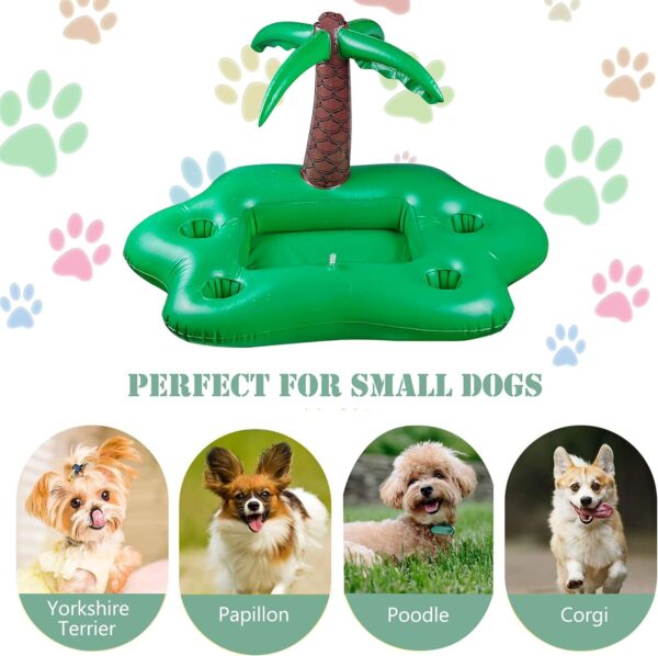 Dog Pool Floats Set, Dog Float Raft with Collapsible Dog Bowl, Non-Toxic Floating Dog Water Toys for Small Dog, Puppy and Doggies, Coconut Tree - Image 6