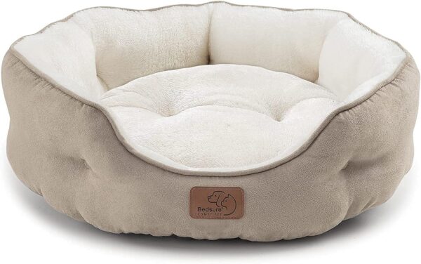 Bedsure Dog Beds for Small Dogs - Round Cat Beds for Indoor Cats, Washable Pet Bed for Puppy and Kitten with Slip-Resistant Bottom, 20 Inches, Taupe - Image 8