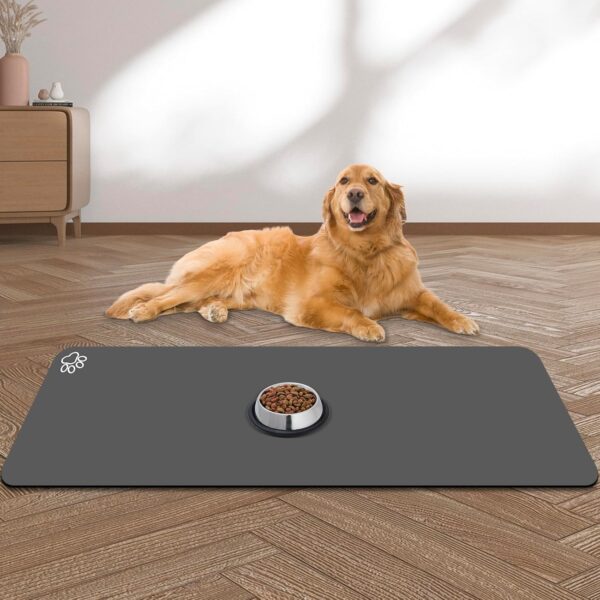 Large Pet Feeding Mat, 36" x 24" Absorbent Quick Dry Dog Mat for Food and Water Bowl, No Stains Easy Clean Dog Water Dispenser Mat, Dog Accessories, Pet Supplies Mat, Dog Bowl Mat for Messy Drinkers