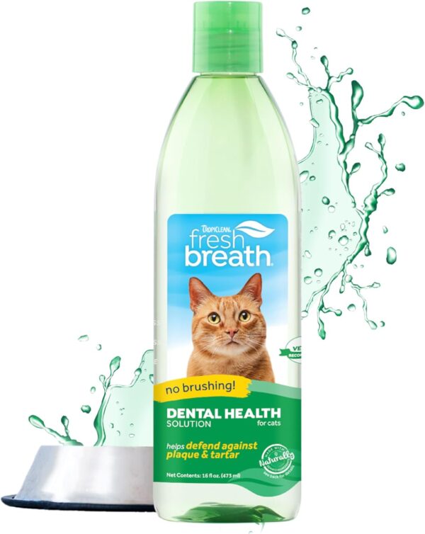 TropiClean Fresh Breath for Cats | Cat Dental Care and Teeth Cleaning | Breath Freshener | Water Additive for Cats | Made in the USA | 16 oz.