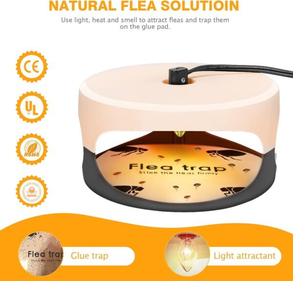 Flea Traps for Inside Your Home 2 Packs, Flea Light Trap for Indoor, Bed Bug Killer with Sticky Pads & Light Bulb Replacement, Natural Flea Insect Infestation Treatment Trap - Image 4