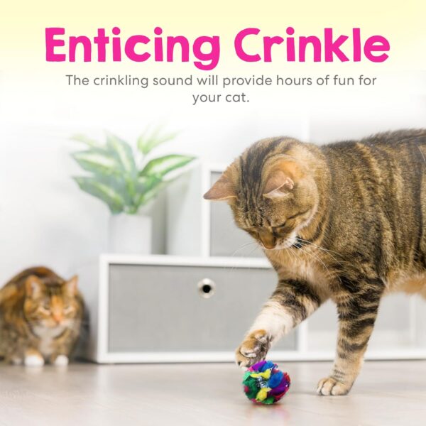 Cat Crinkle Balls 1.5 Inch (12-Pack) - Mini Crinkle Cat Toys for Indoor Cats - Multi-Color Cat Crinkle Toy - Canadian-Made Crinkle Balls for Cats - Image 2