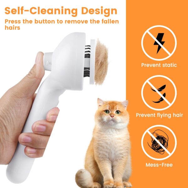 Cat Steam Brush for Shedding, Steamy Cat Brush for Long & Short Haired Cats & Dogs, Spray Cat Brush for Pet Grooming, Self-Cleaning Pet Hair Removal Comb with Water Tank - Image 3