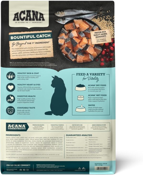 ACANA Bountiful Catch Dry Cat Food for Adult Cats, Salmon and Whole Herring Recipe, Fish Cat Food, 4lb - Image 2