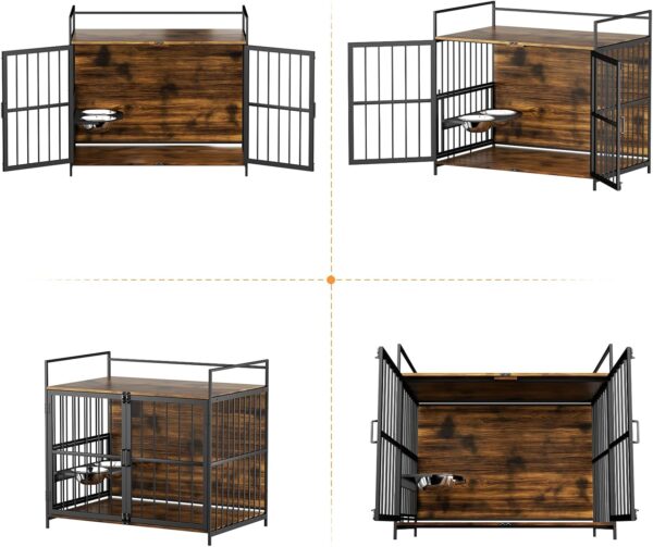 ROOMTEC Dog Crate Furniture-Style Cages for Large Dogs Indoor Heavy Duty Super Sturdy Dog Kennels with 2 Stainless Steel Bowls (48Inch = Int.dims: 46" W x 29" D x 35.5" H) - Image 6