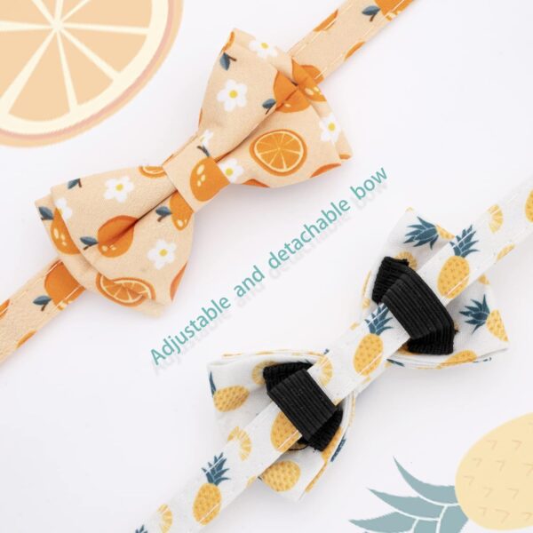 Faygarsle 2 Pack Cute Cat Collar with Bell Breakaway Bowtie Cat Collar for Male Female Cats Soft Fancy Orange Yellow Cat Collar Pineapple Orange Pattern Summer Cat Collar for Boy Girl Cats - Image 3